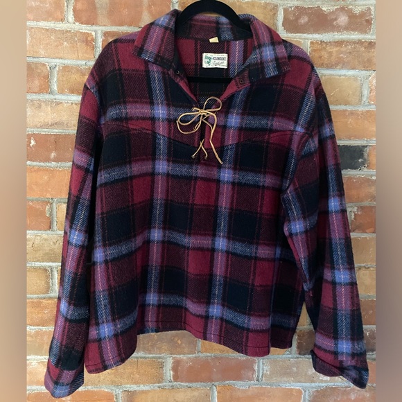 Vintage Sweaters - VINTAGE 70s KLONDIKE plaid wool pullover sweater medium